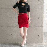 【メール便】バスト開きリングジッププチハイオフショルトップス