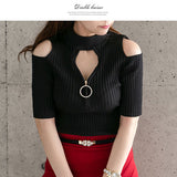 【メール便】バスト開きリングジッププチハイオフショルトップス