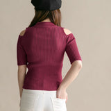 【メール便】バスト開きリングジッププチハイオフショルトップス