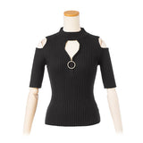 【メール便】バスト開きリングジッププチハイオフショルトップス