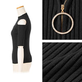 【メール便】バスト開きリングジッププチハイオフショルトップス