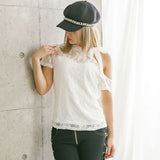 【メール便】ワンショルダー総レーストップス