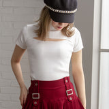 【メール便】バスト開きプチハイ半袖トップス【ニット】