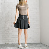 【メール便】バスト開きプチハイ半袖トップス【ニット】