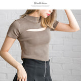 【メール便】バスト開きプチハイ半袖トップス【ニット】