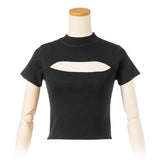 【メール便】バスト開きプチハイ半袖トップス【ニット】