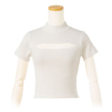 【メール便】バスト開きプチハイ半袖トップス【ニット】