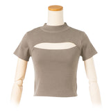 【メール便】バスト開きプチハイ半袖トップス【ニット】