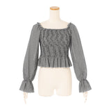 【メール便】ギンガムシャーリングブラウス