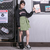 【メール便】ベルト縛りタイトスカート【韓国セレクト】