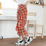 チェック柄シャーリングタイトスカート