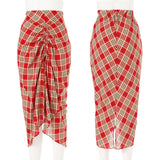 チェック柄シャーリングタイトスカート