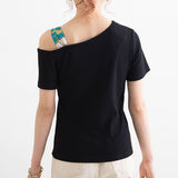 スカーフ付きワンショルリブトップス