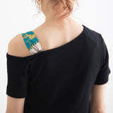 スカーフ付きワンショルリブトップス