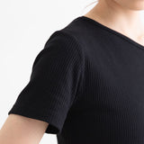 スカーフ付きワンショルリブトップス