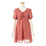 【メール便】花柄シャーリングワンピース