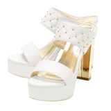 11cmキルティングスタッズミュールサンダル