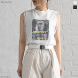 【メール便】チュール重ねプリントタンクトップTシャツ