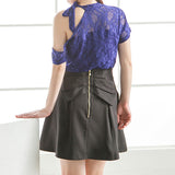 【メール便】選べるビッグリボンパールZIPミニスカート