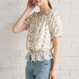 【メール便】花柄スクエアネックブラウス