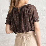 【メール便】花柄スクエアネックブラウス