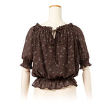 【メール便】花柄スクエアネックブラウス