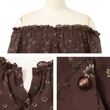 【メール便】花柄スクエアネックブラウス