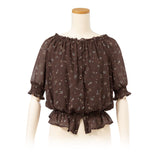 【メール便】花柄スクエアネックブラウス