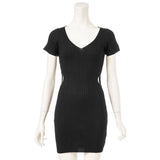 ウエスト開きリブニットワンピース