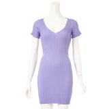 ウエスト開きリブニットワンピース