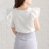 【メール便】ラッフルフリルスリーブブラウス