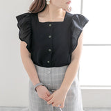 【メール便】ラッフルフリルスリーブブラウス