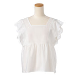 【メール便】コットンレースバックリボンブラウス