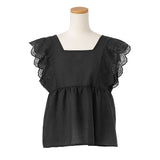 【メール便】コットンレースバックリボンブラウス