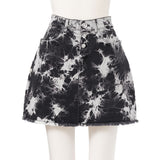 ビジュー付きケミカル&タイダイデニムミニスカート