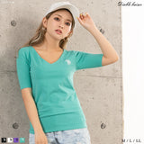 【メール便】フロントダブル5分袖ベーシックTシャツ