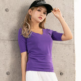 【メール便】フロントダブル5分袖ベーシックTシャツ