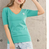 【メール便】フロントダブル5分袖ベーシックTシャツ