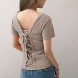 【メール便】バックレースアップテレコトップス