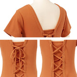 【メール便】バックレースアップテレコトップス