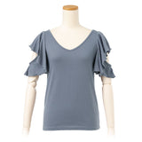 【メール便】肩開きフリルトップス