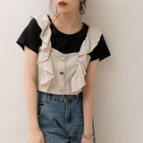 【メール便】肩フリルビスチェセットトップス