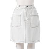 配色ステッチミニスカート