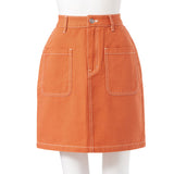 配色ステッチミニスカート