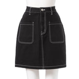 配色ステッチミニスカート