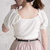 【メール便】レースアップリブトップス