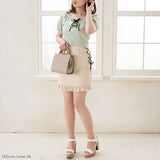 【メール便】レースアップリブトップス