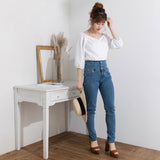 【メール便】パフスリーブカシュクールブラウス