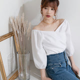 【メール便】パフスリーブカシュクールブラウス