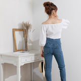 【メール便】パフスリーブカシュクールブラウス